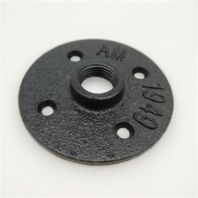 Black Malleable Casting Iron Pipe Fitting Floor Flange for Unique Shelf Furniture