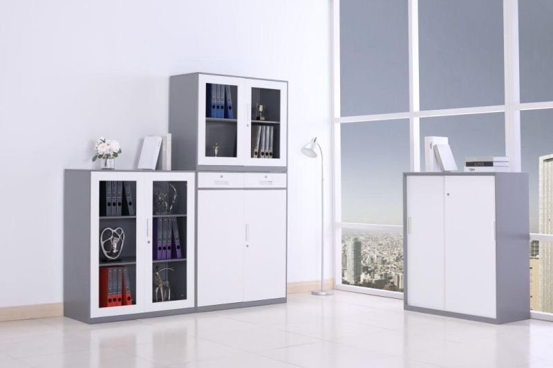 Hot Sell Slide Steel File Storage Cabinet 3 Shelves Sliding Double Door File Cupboard