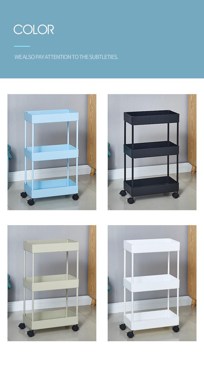 High Quality ABS 3 Layers Storage Holders & Racks with Wheels Storage Rack Household Kitchen Storage Shelving