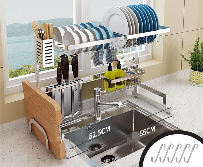 65cm Stainless Steel Sink Dish Drying Shelf Kitchen Accessories Rack