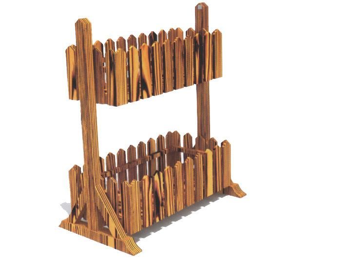 Carbonized Wood Plant Stand Flower Rack in Backyard