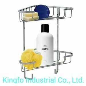 2 Tier Metal Bathroom Wire Corner Organizer Shelf Shower Caddy- Corner Shower Rack Kfs60019-2