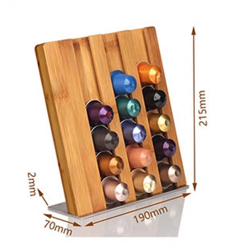 Modern Bamboo Coffee Pod Holder Capsules Storage Stand Rack for Nespresso Wood Bh-4003