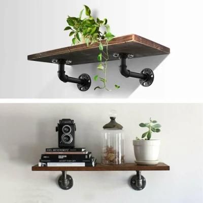 Industrial Black Iron Pipe Shelf Brackets Vintage Wall Mount Shelving Brackets Rustic Home Pipe Decor