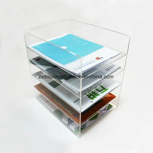 5 Layers Desktop Acrylic Document Brochure Storage Rack for Office