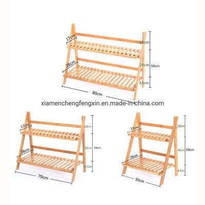 Eco Friendly Bamboo Flower Display Shelf Planter Holder