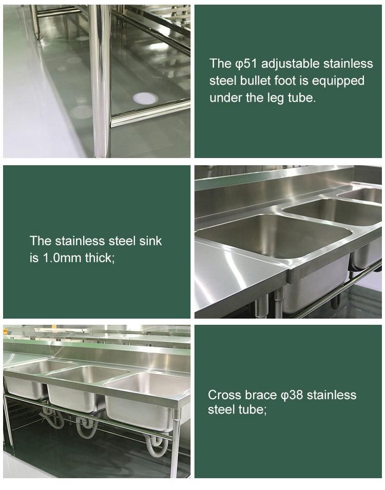 Hotel Restaurant Commercial Stainless Steel Kitchen Sinks with Under Shelf