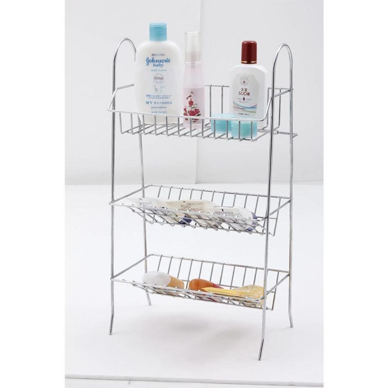 Adhesive Corner Shower Caddy Shelf Basket Rack with Hooks, Rust Proof Stainless Steel Bathroom Shelf Shampoo Holder No Drilling 2 Pack