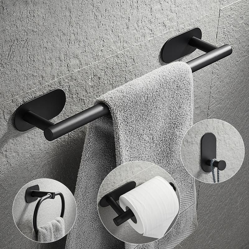 Matte Black Finish Stainless Steel Wall Mounted Towel Ring Rack