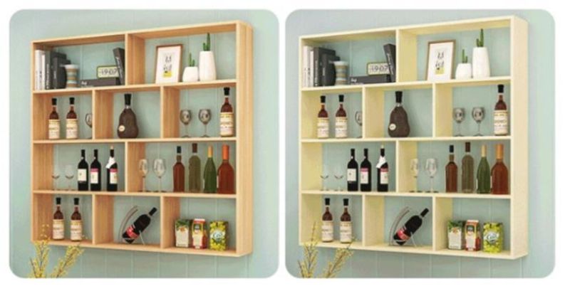 Simple and Creative Wine Cabinet Wall-Mounted Wooden Bookcase