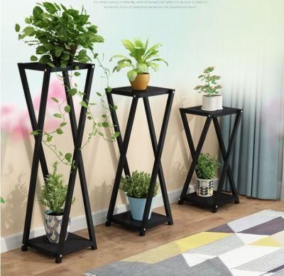 Iron Flower Stand Multi-Layer Indoor Home Nordic Balcony Rack Floor Type Living Room Succulent Green Dill Simple Flower Stand