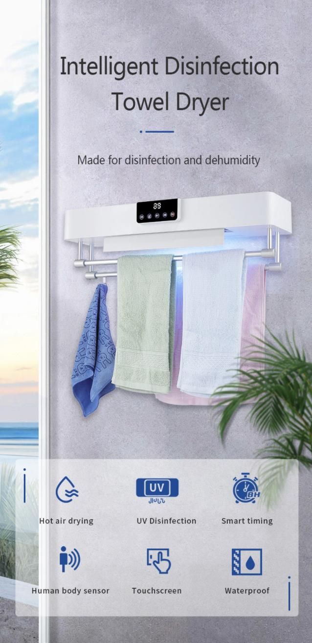 Wall Mounted Bathroom Aluminum Alloy UV Sterilizer Towel Rack for Dryer The Towel