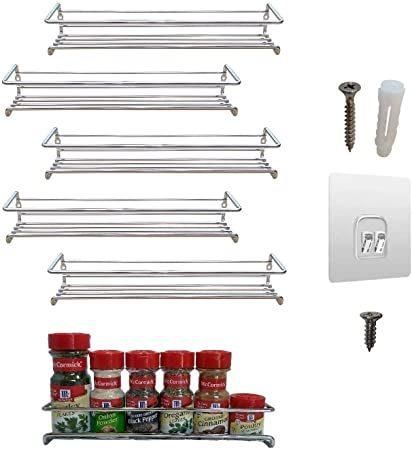 6 Pack Wall Mount Spice Rack Organizer for Cabinet. Spice Shelf. Seasoning Organizer. Pantry Door Organizer. Spice Storage. 12 X 3 X 3 Inches. Premium Present