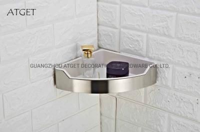 Bathroom Angular Single (AW-98121SW) Silver and White Shower Shelf