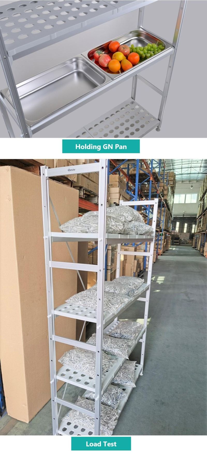 150kg Per Shelf Loading Capacity Aluminum Alloy Restaurant Kitchen Storage Shelf