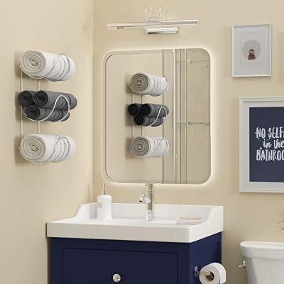 Bathroom Towel Rack Wall Mounted Bathroom Organizer, Bath Towel &amp; Hand Towel Holder, 3 Sectional Bathroom Storage Rack Chrome Round Shape