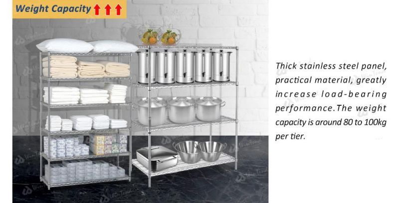 Hotel Kitchen Equipment 4 Tiers Wire Shelving Storage Rack