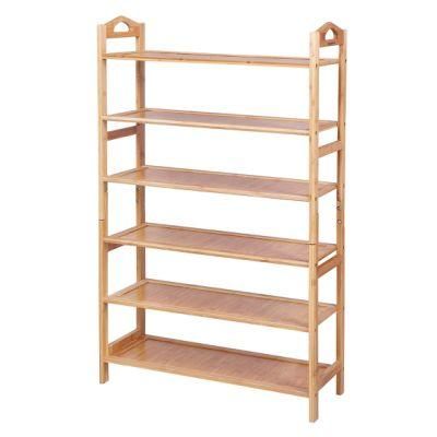 Multi-Function 6-Tier Bamboo Rack Bamboo Home Storage Shelf Plant Stand Reconfigurable