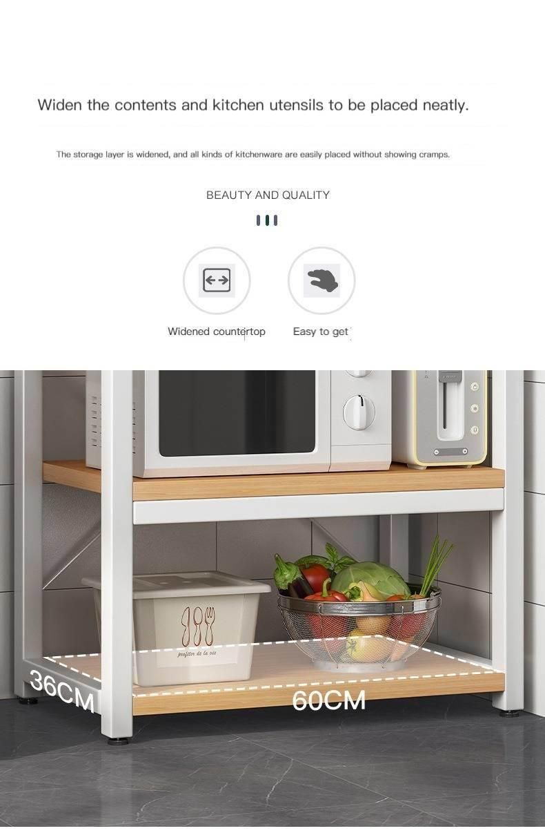 Multi-Layer Kitchen Storage Rack with Doors Microwave Oven Shelf