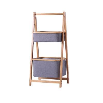 2 Tier Bamboo Home Bathroom Kitchen Storage Rack Shelf Basket