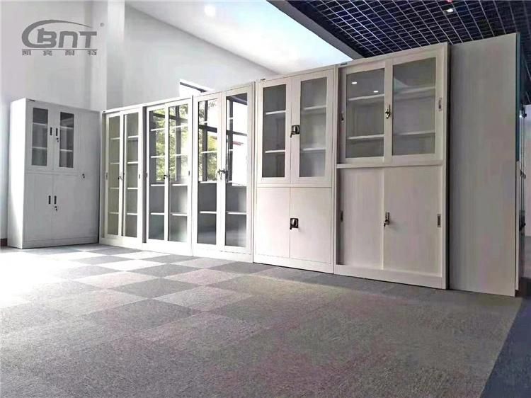 Office Bookcase with 2 Glass Sliding Doors Steel Office Furniture