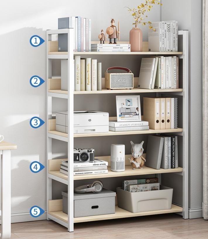 Bookshelf Simple Floor Simple Living Room Wrought Iron Rack Space-Saving Student Home Multi-Layer Storage Rack Small Bookcase