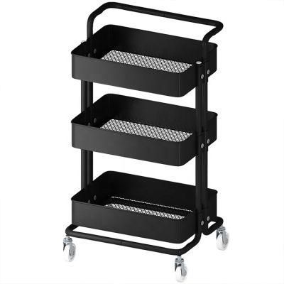 3 Tier Utility Home Trolley Kitchen Storage Organizer Rolling Rack