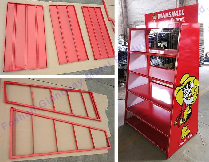 Flooring Metal Automotive Battery Storage Iron Holders Exhibition Display Shelf Rack