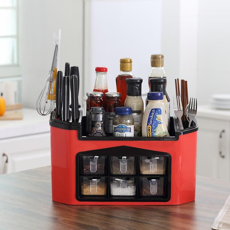 Multifunctional New Product Kitchen Storage Box Household Storage Rack Seasoning Flavor Bottle Cans Combination Knife Rack