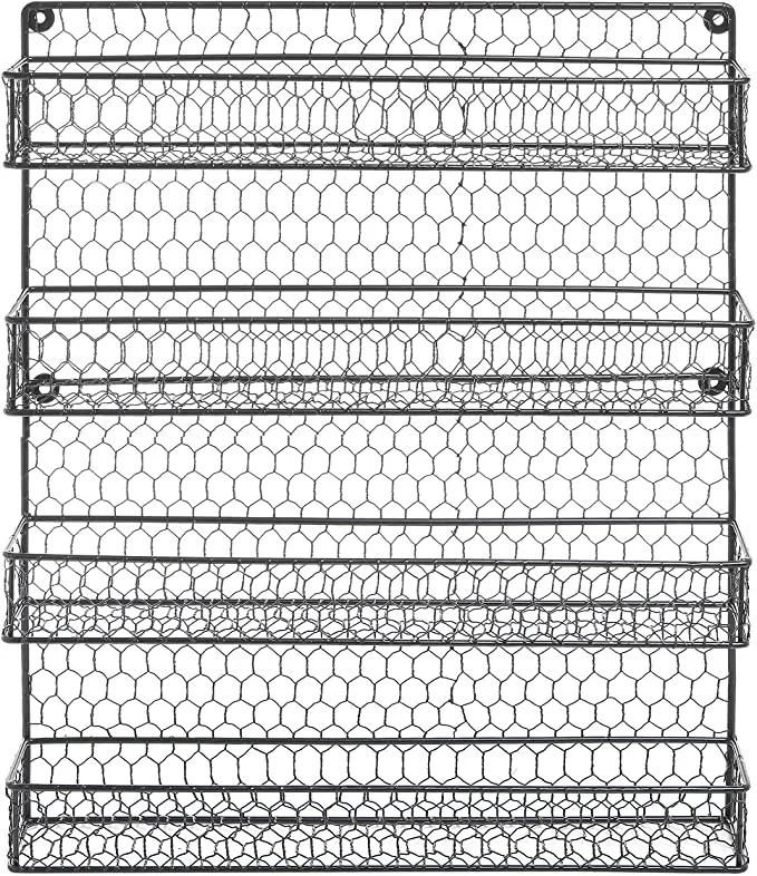 Farmhouse Style Hanging Spice Racks for Wall Mount - Easy to Install Set of 4 Space Saving Racks - The Ideal Seasoning Organizer for Your Kitchen