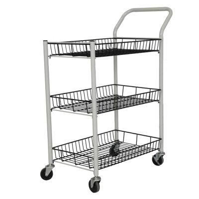 Trolley Metal Wire Basket Storage Cart Rack