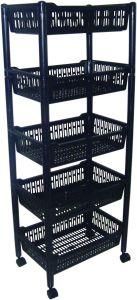 5 Tiers Kitchen Shelf Movable Kitchen Trolley Cart Storage Vegetable Fruit Basket Rack
