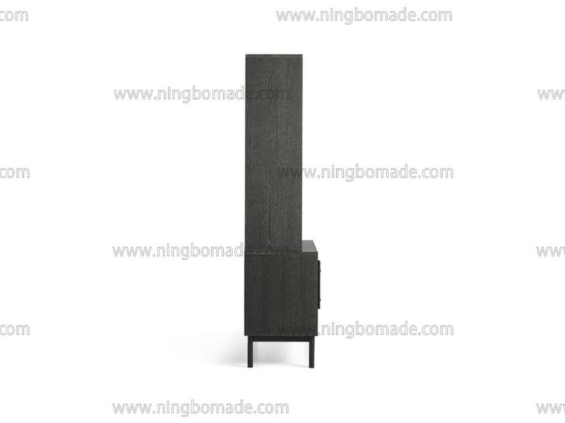 Modern Rustic Industry Offcie Furniture Weather Dark Grey White Oak Matt Black Iron Bookcase