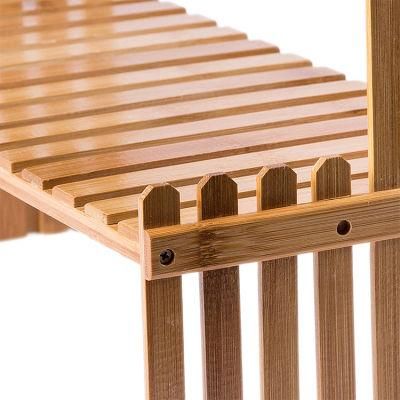 Standing Display Garden Planter Holder Flower Pot Tabletop Natural Bamboo Plant Stand 2 Tier Desktop Shelf Rack