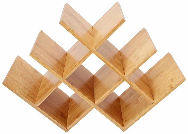 Home Countertop Butterfly Shape Bamboo Wood Wine Rack, Elegant and Modern, Table Top Wine Storage Rack for 8 Bottles