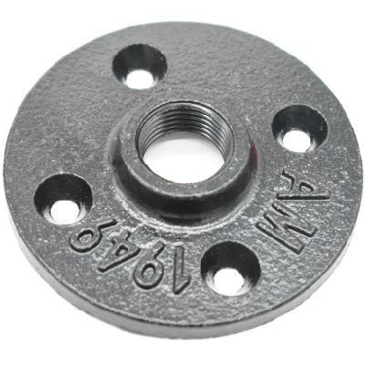 1/2&quot; 3/4&quot; Malleable Cast Iron Pipe Fitting Black Floor Flange