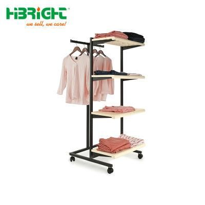 T Stand and Four Shelf Combination Garment Clothing Rack