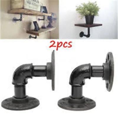 New Design Black Industry Side Mount Shelf Bracket Pipe Bracket Decorative Wall Shelf