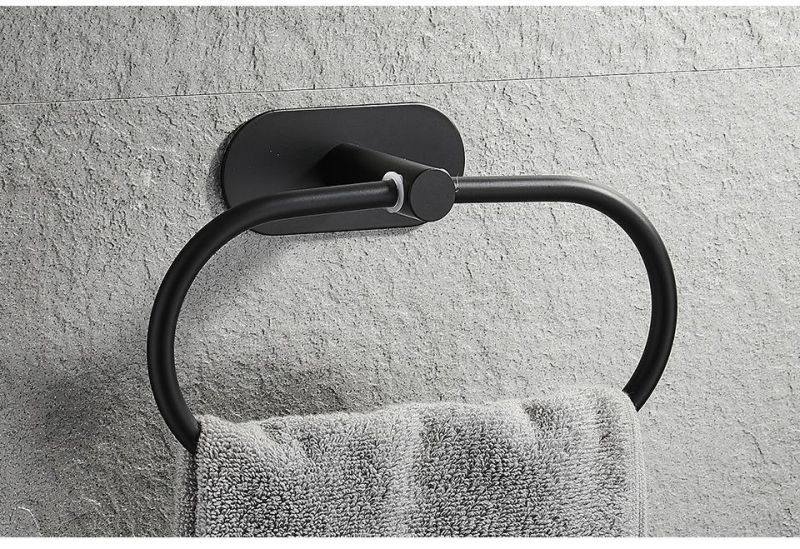 Matte Black Finish Stainless Steel Wall Mounted Towel Ring Rack