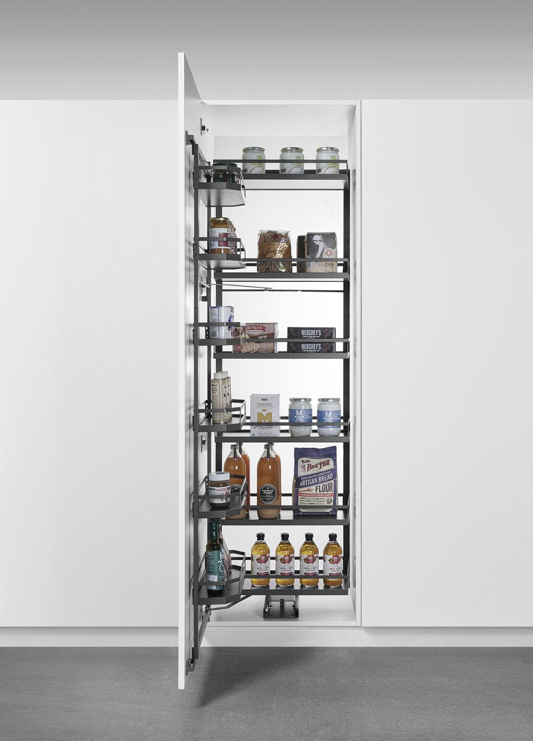 Dark Grey Kitchen Accessory Pull out Half Tandem Storage Rack