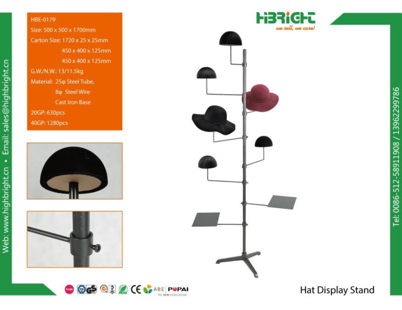 Metal Hook Hat Cap Floor Display Rack Display Stand for Retail Store