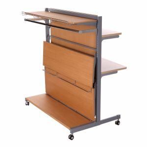High-End Custom Wooden Clothing Mobile Shop Counter Display Rack for Store