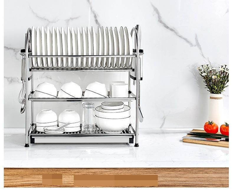 Stainless Steel Kitchen Dish Rack Bowl Rack Foldable Kitchen Rack Storage Rack