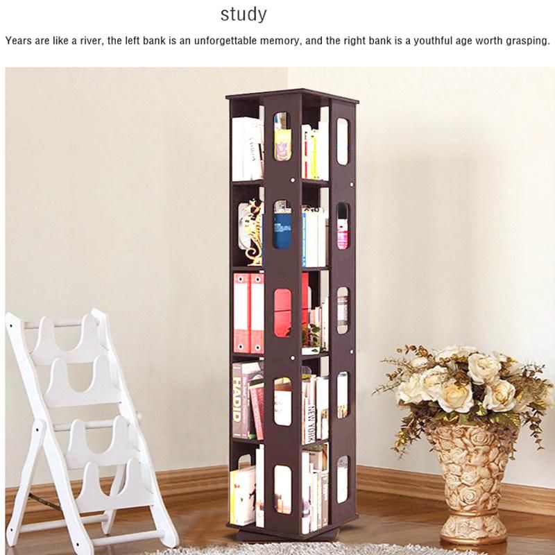 360 Degree Rotating Bookshelf European Simple Large Capacity Bookshelf CD Rack