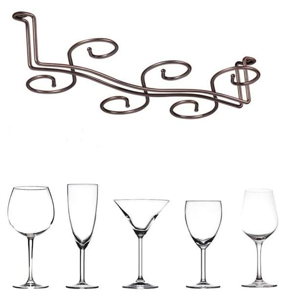 Over The Cabinet Metal Wine Glass Rack for Kitchen and Bar