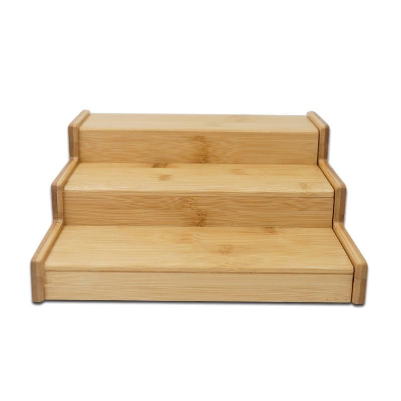3-Tier Expandable Bamboo Spice Rack Step Shelf Cabinet Organizer