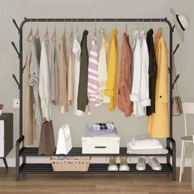 New Living Room Minimalist Coat Clothing Garment Rack with Bottom Shelves
