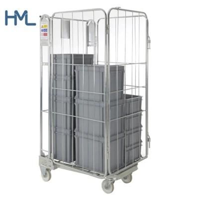 Easily Assembled Durable Foldable Storage Wire Steel Industrial Rolling Cart