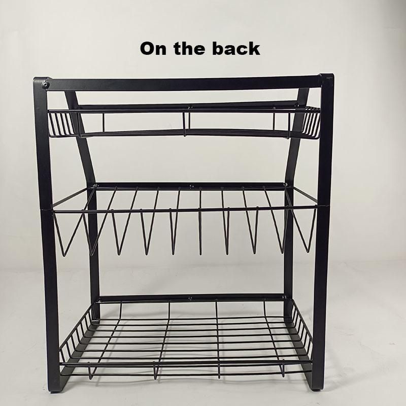 Three-Layer Iron Kitchen Storage Rack with Flat Bottom (vertical)