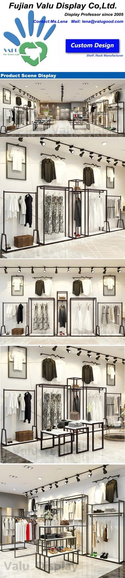 Garment Rack Women Clothes Store Display Rack Clothing Display Shelves Customized Clothing Display Rack